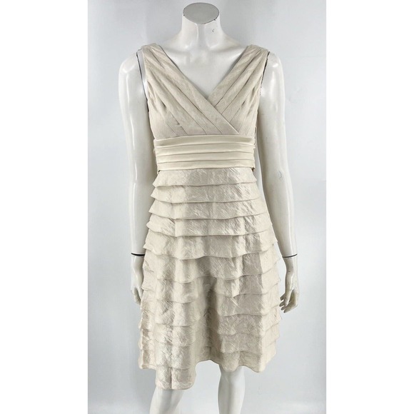 Fabulous Adriana papell Dress UK 12 Beige/ Nude floral KM004 main image 0